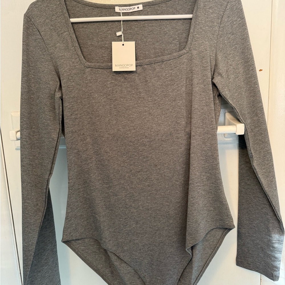 Mango Women's Charcoal Long Sleeve Bodysuit